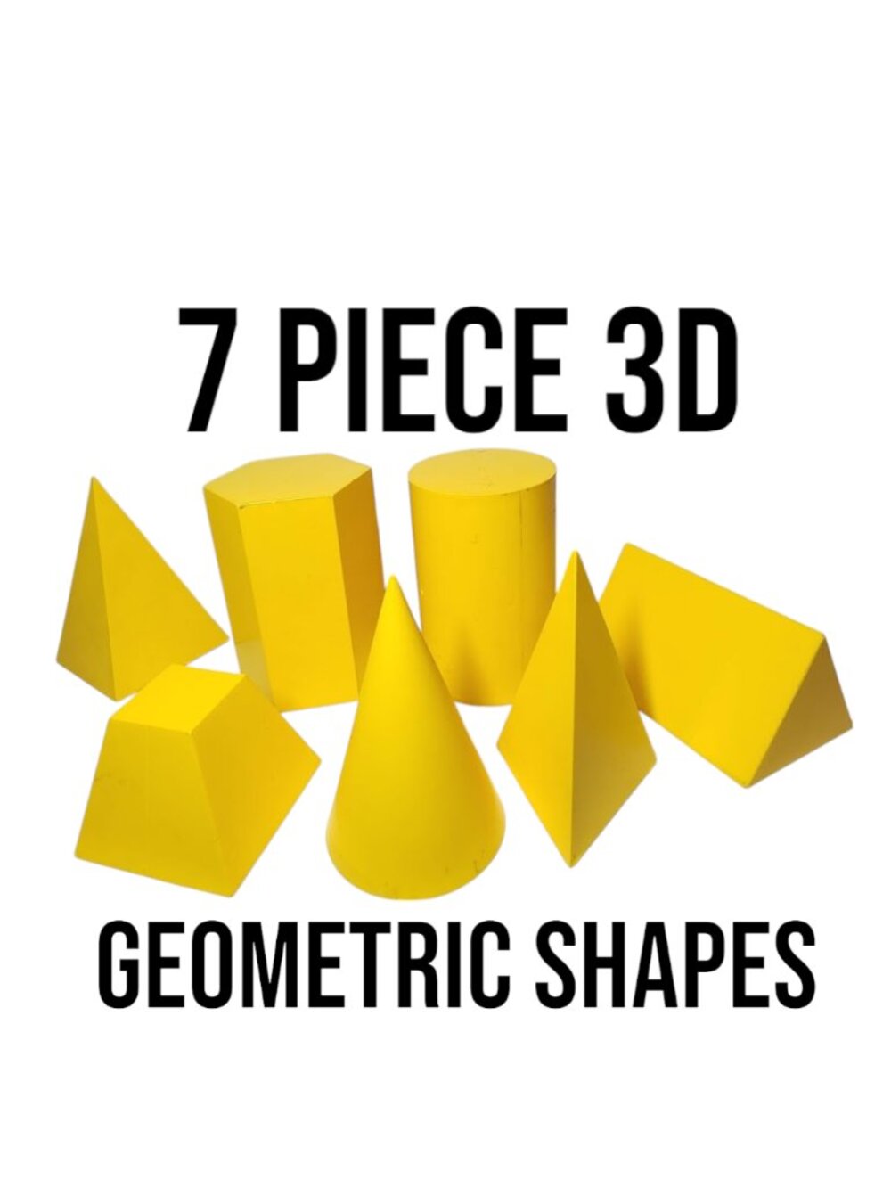 7 Piece Shapes Set 3D Geometric Plastic Forms Solids Drawing Forms Math Manipula